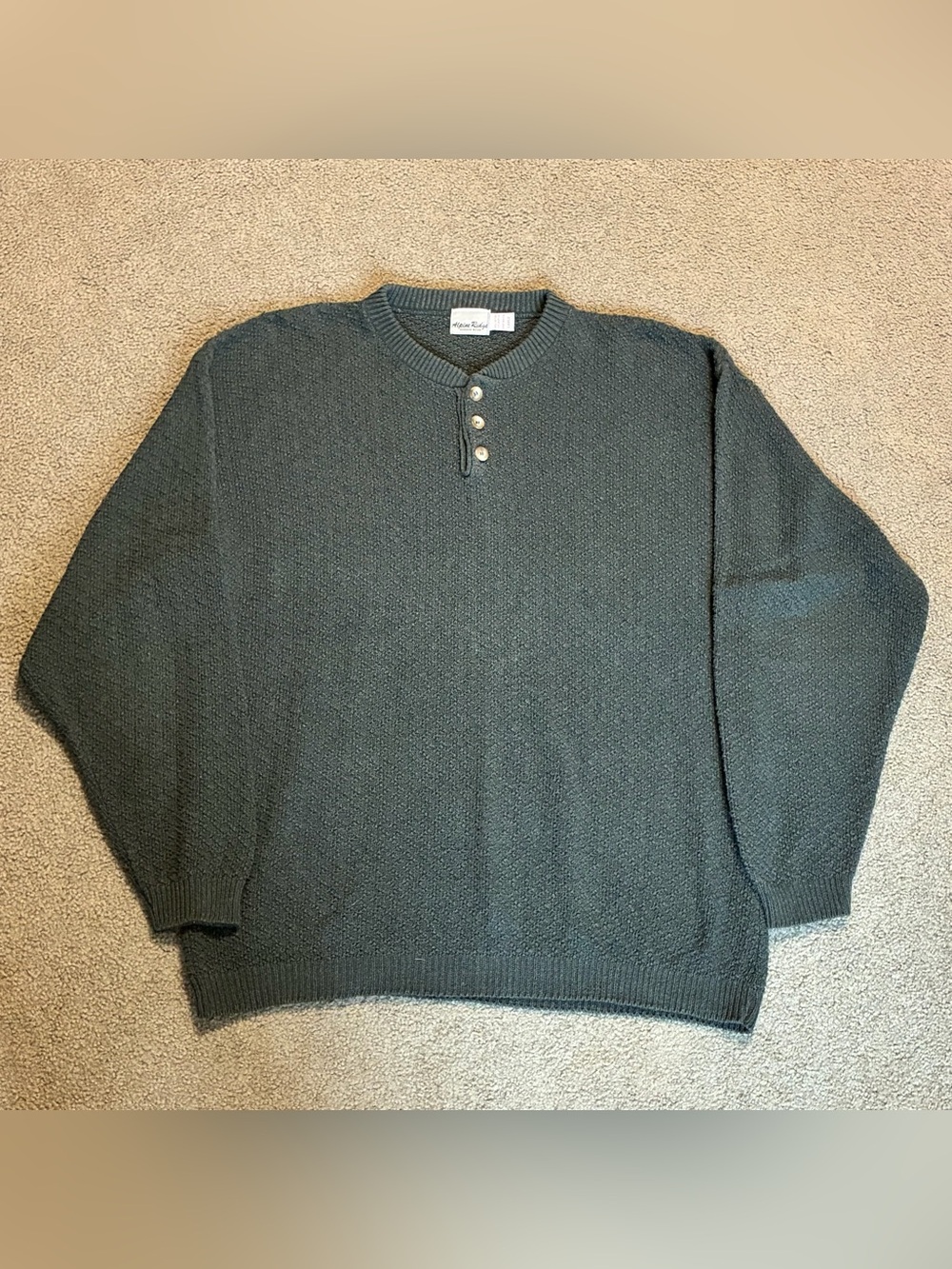 Alpine Ridge Rugged Wear Mens Large Button Henley Knit Sweater Made in USA